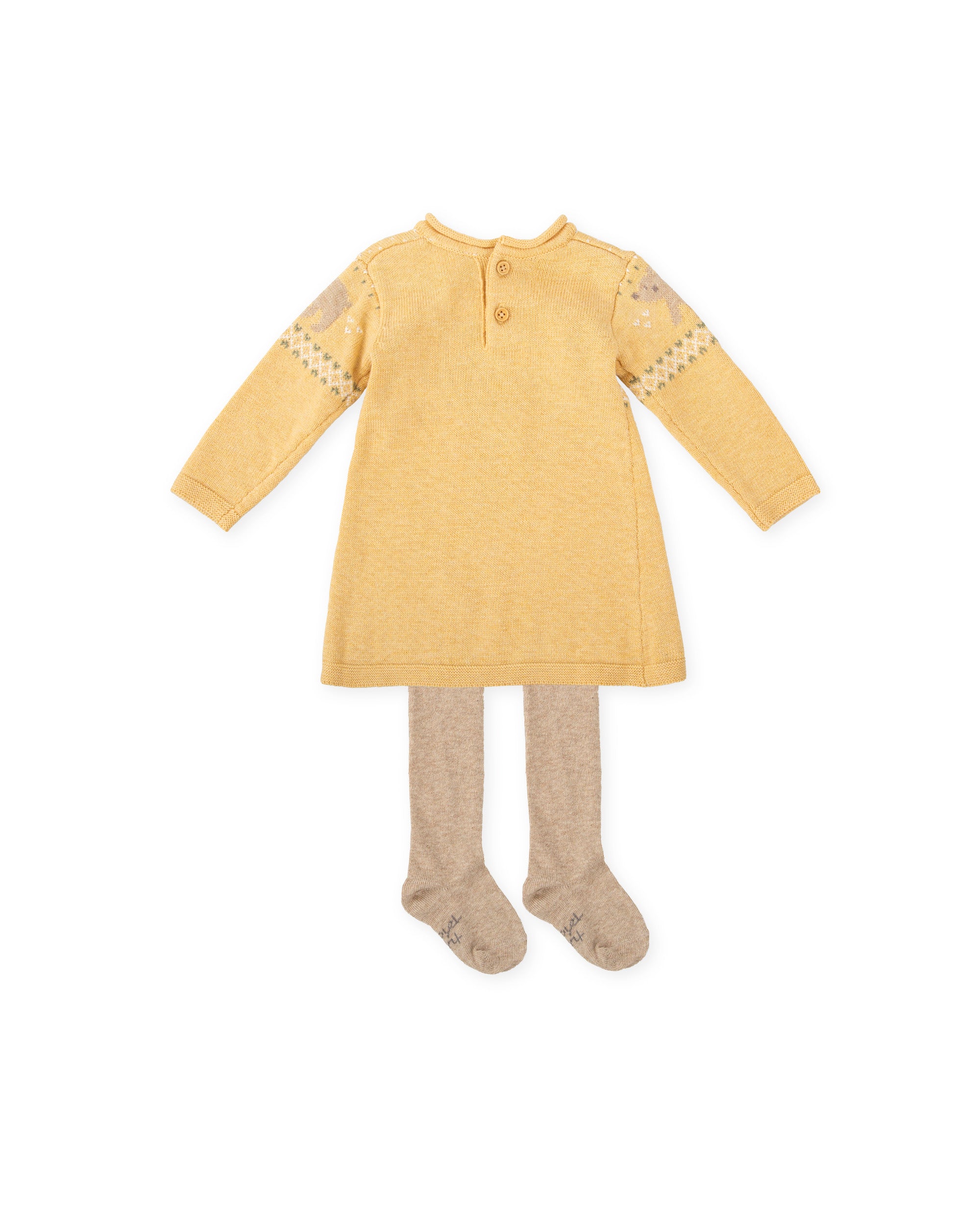 VESTIDO CON LEOTARDOS MOSTAZA