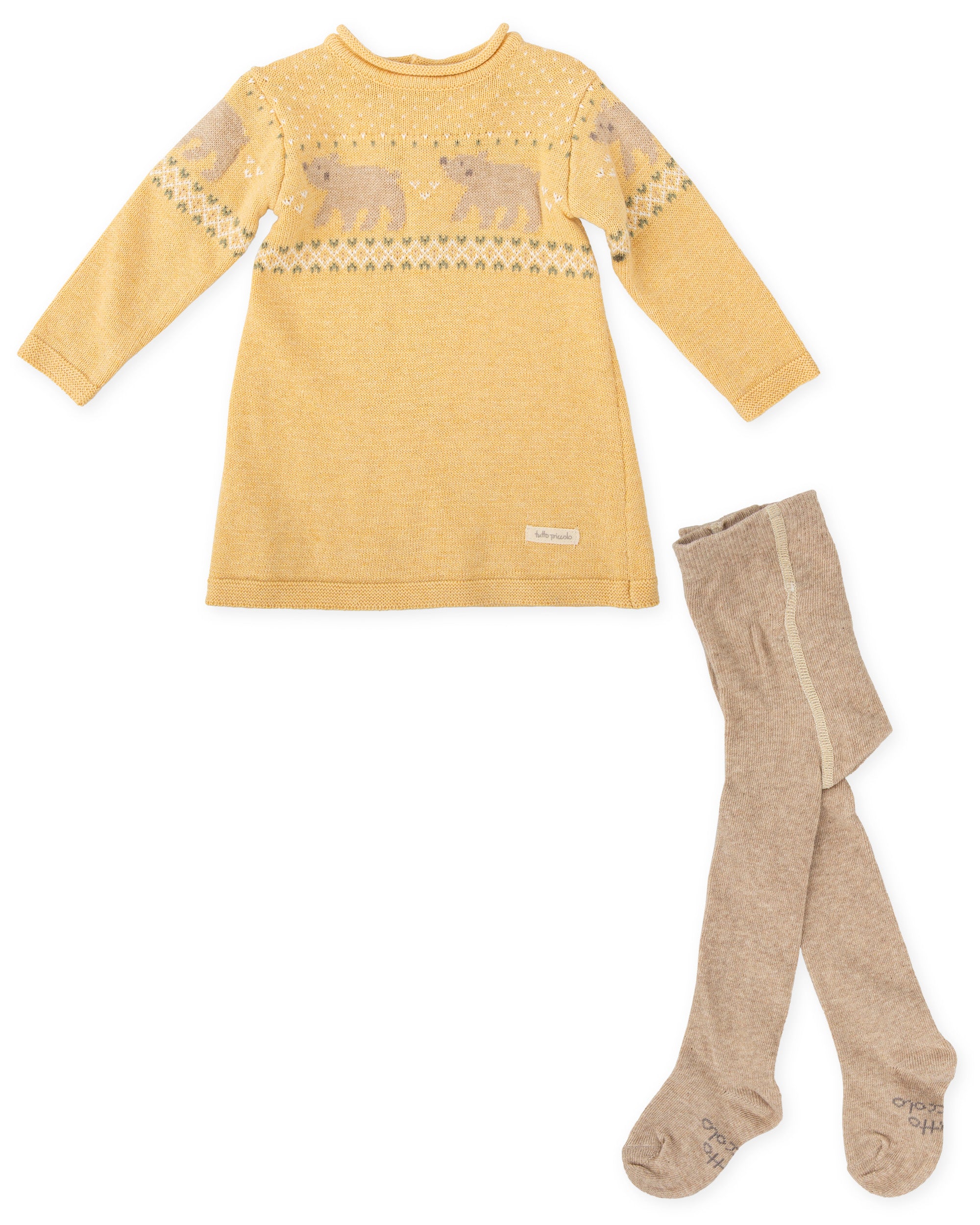 VESTIDO CON LEOTARDOS MOSTAZA